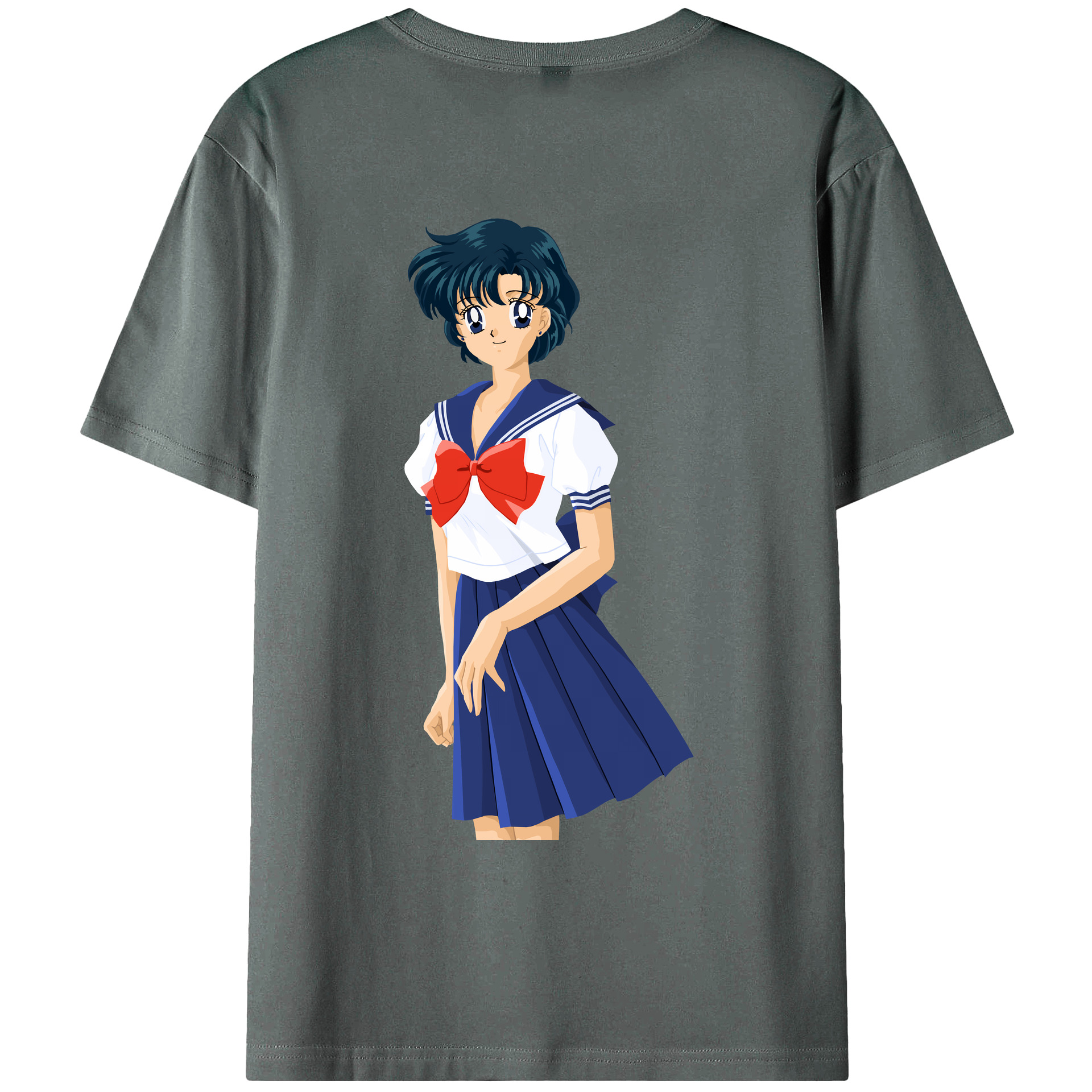 （画像用） 美少女戦士セーラームーン 水野 亜美 みずの あみ Sailor Moon Mizuno Ami 綿100％ メンズ半袖Tシャツ（バックプリント） 通気性